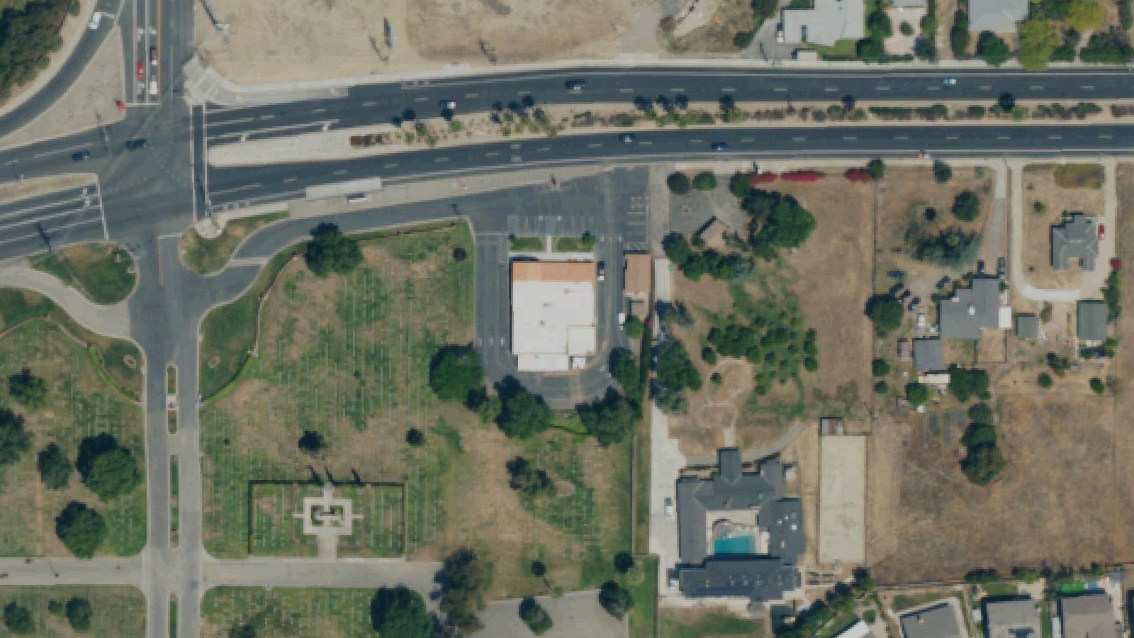 Aerial survey view of Montecito Memorial Park