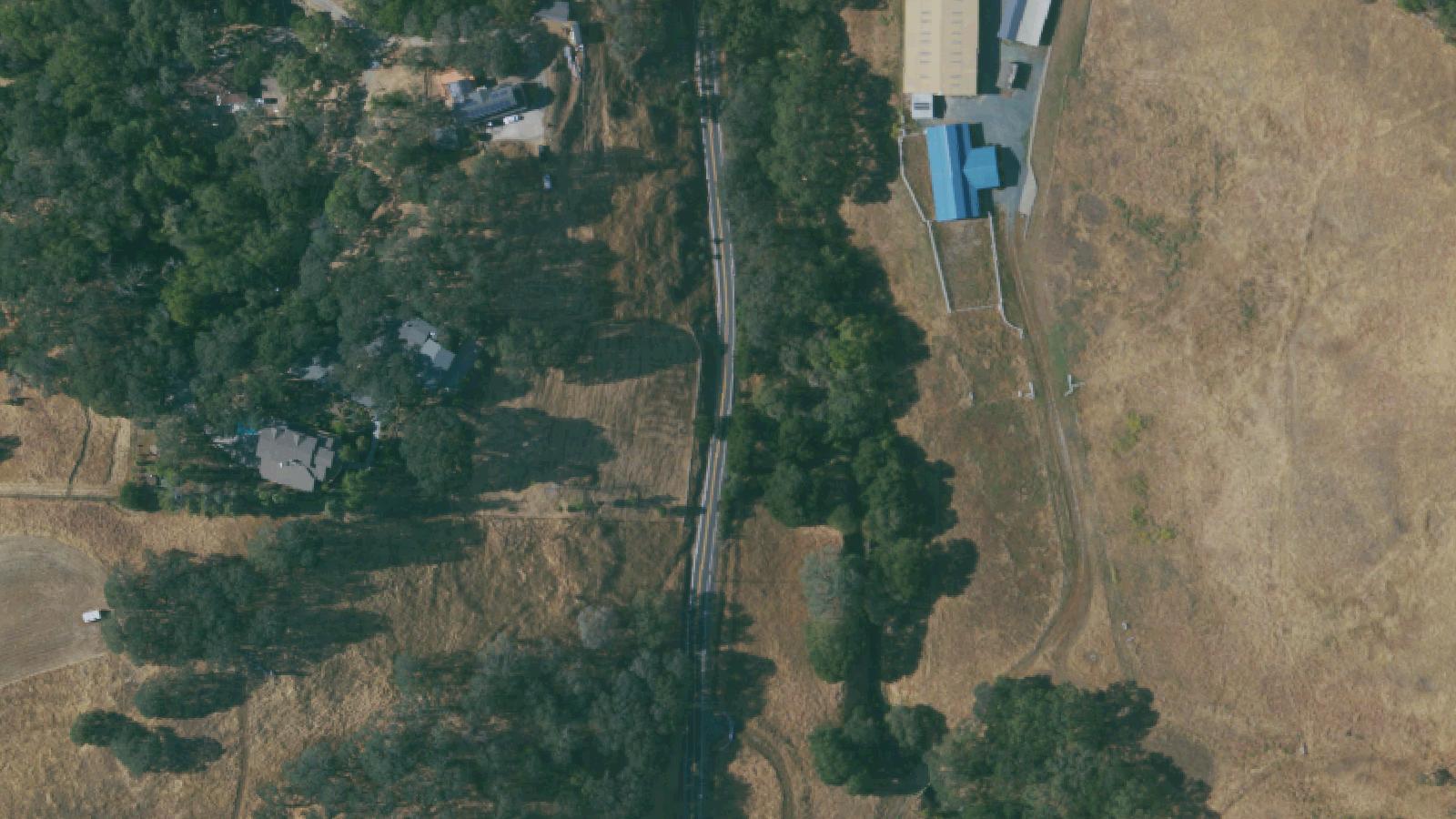Aerial survey view of Morgan Territory Road