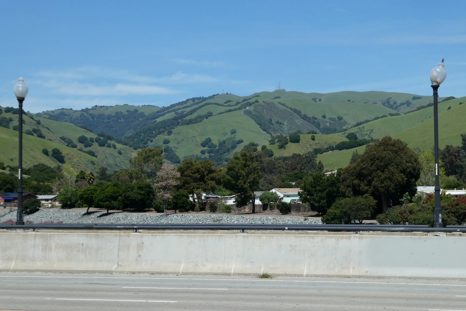 Scenic view of Niles Canyon and Alameda Creek from the Mission Boulevard bridge in Fremont, California, the canyon traversed by the haunted Niles Canyon Road (Route 84)