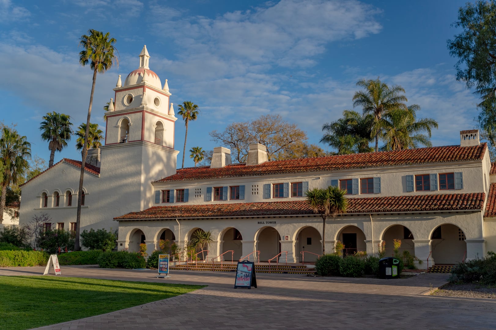 Mission Revival bell tower of the former Camarillo State Hospital, now CSU Channel Islands in Camarillo, California