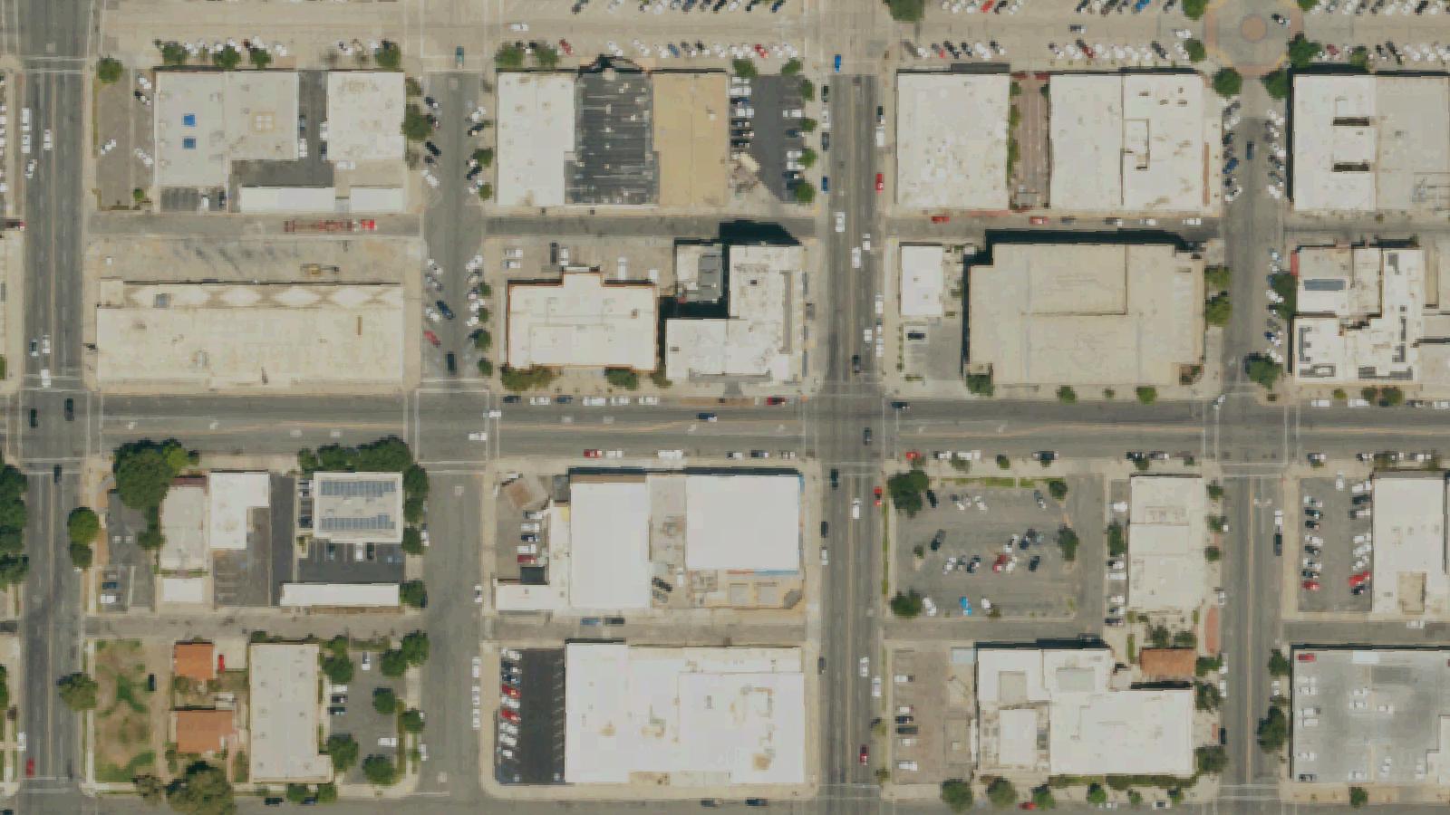 Aerial survey view of Old Downtown Post Office (Bakersfield)