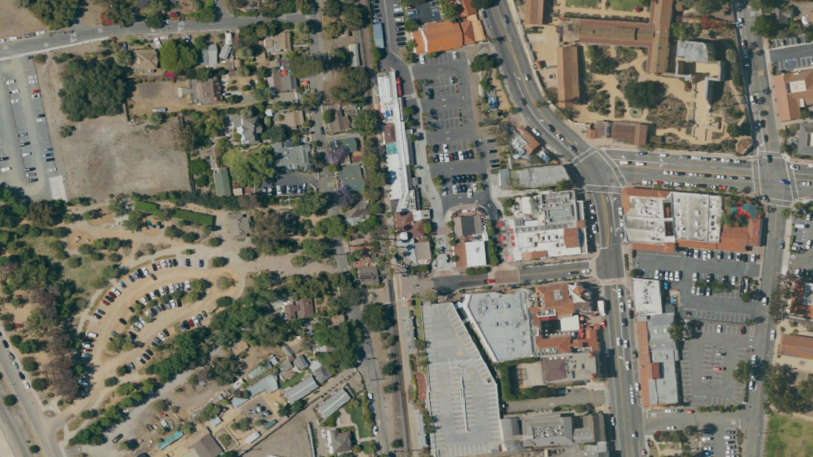 Aerial survey view of Old Town San Juan Capistrano Historic District