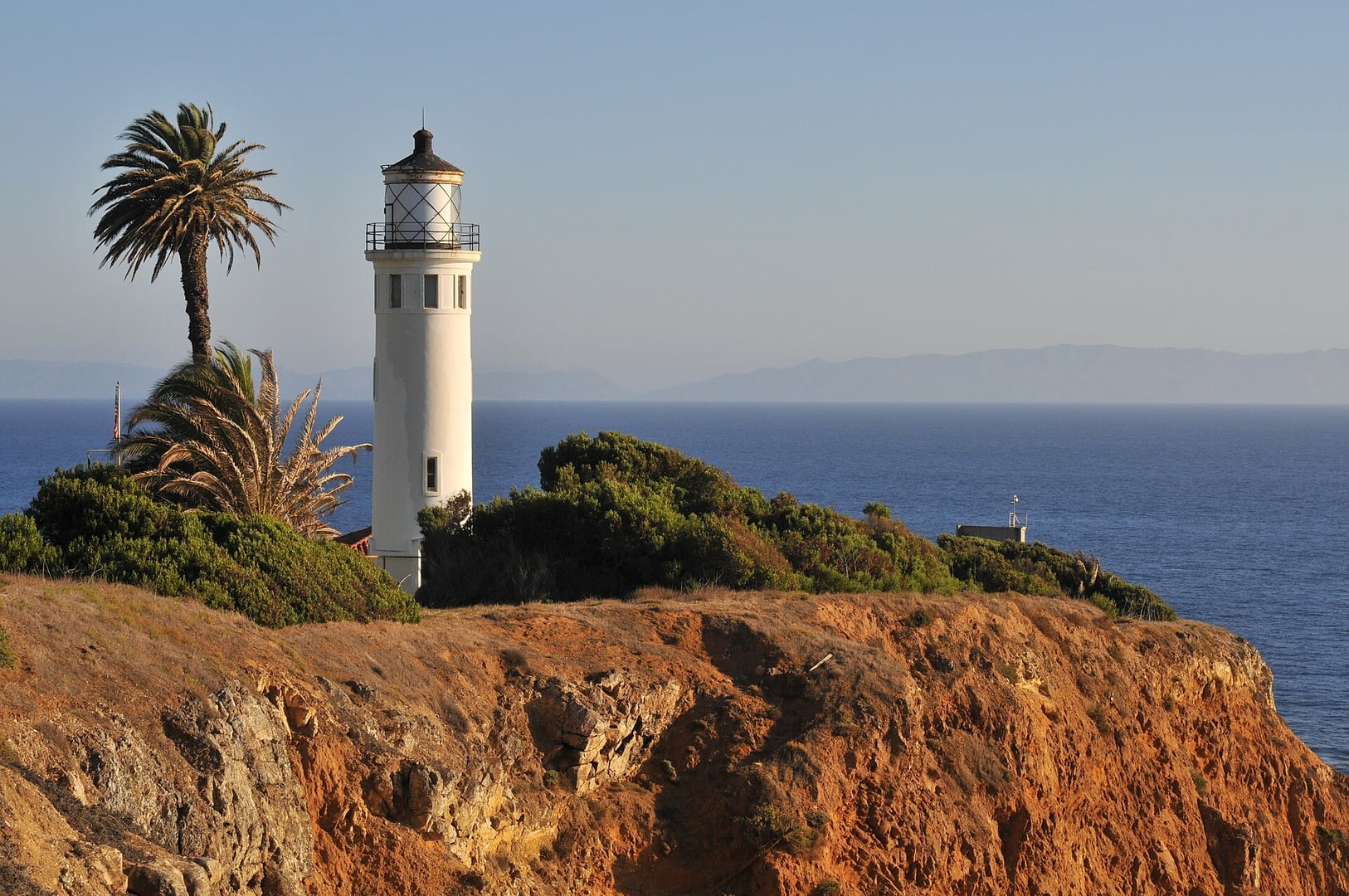 Point Vicente Lighthouse 67-foot white tower on the Palos Verdes cliffs in Rancho Palos Verdes, California