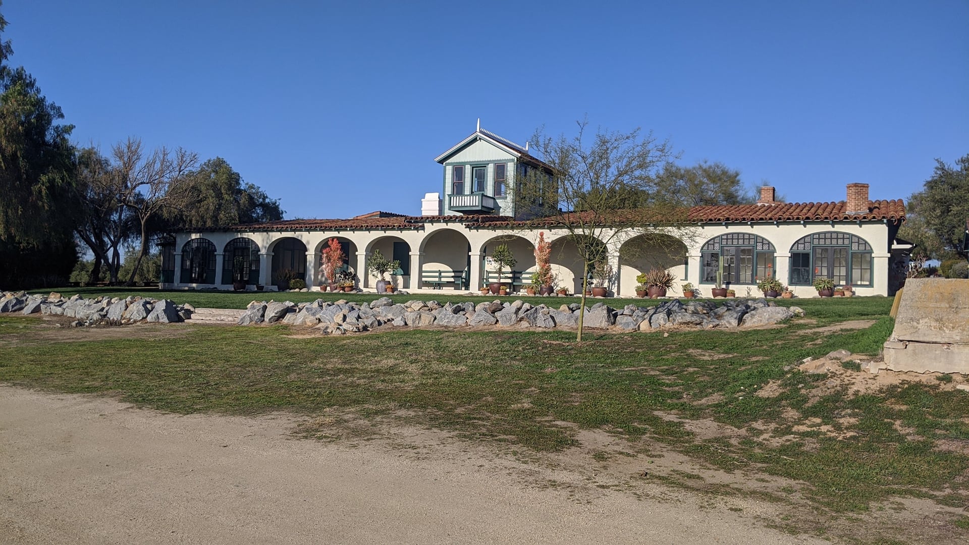 Rancho Guajome Adobe hacienda exterior in Vista, California, a National Historic Landmark