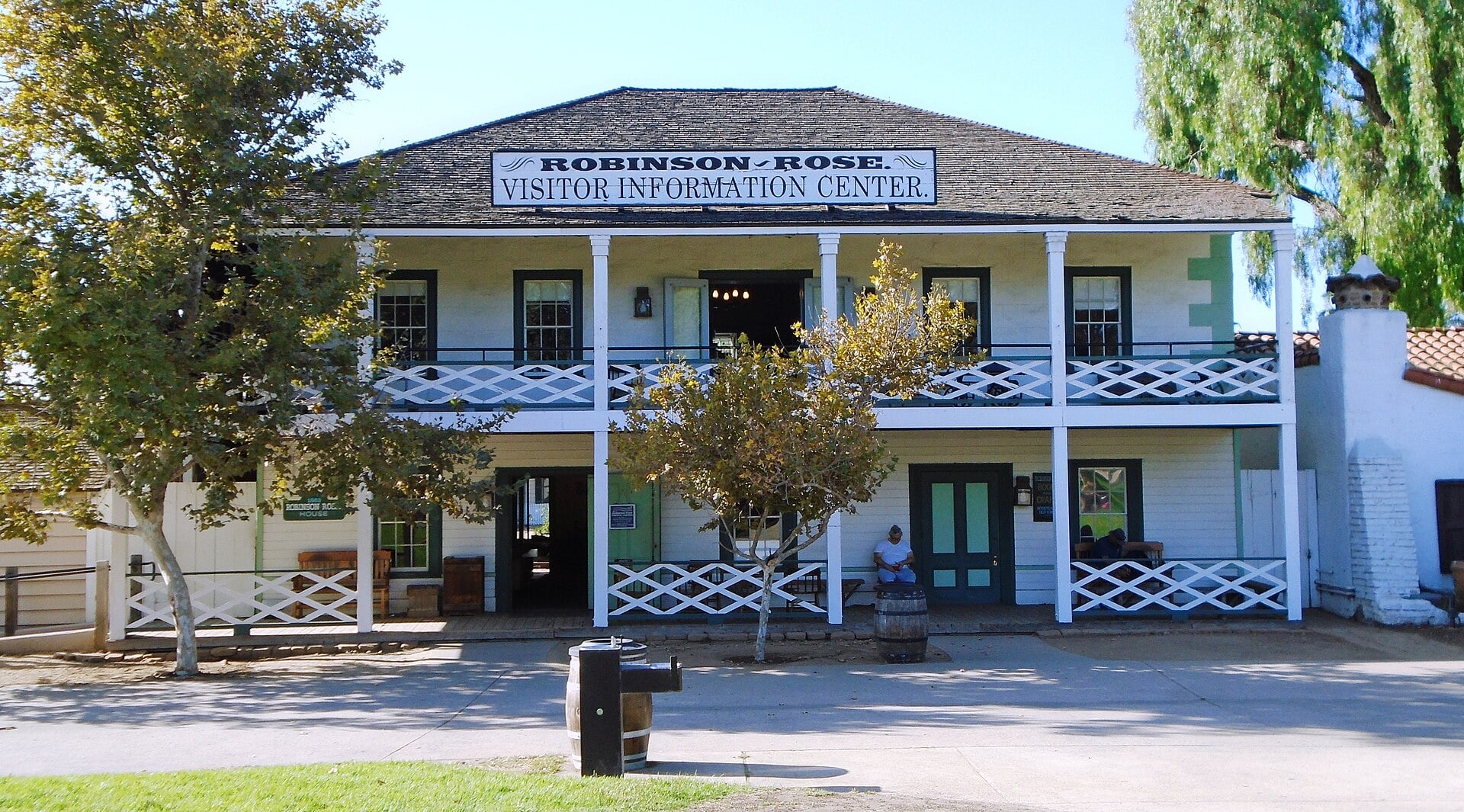 The reconstructed Robinson-Rose House serving as the visitor center of Old Town San Diego State Historic Park, photographed in 2019