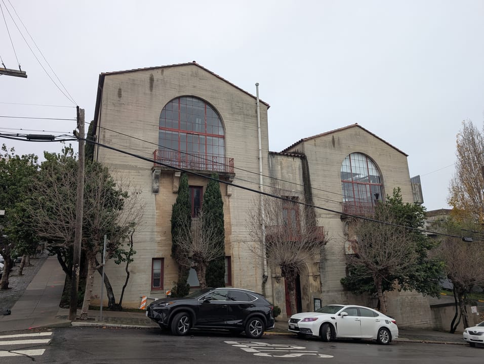 San Francisco Art Institute Chestnut Street campus and bell tower, Russian Hill, San Francisco