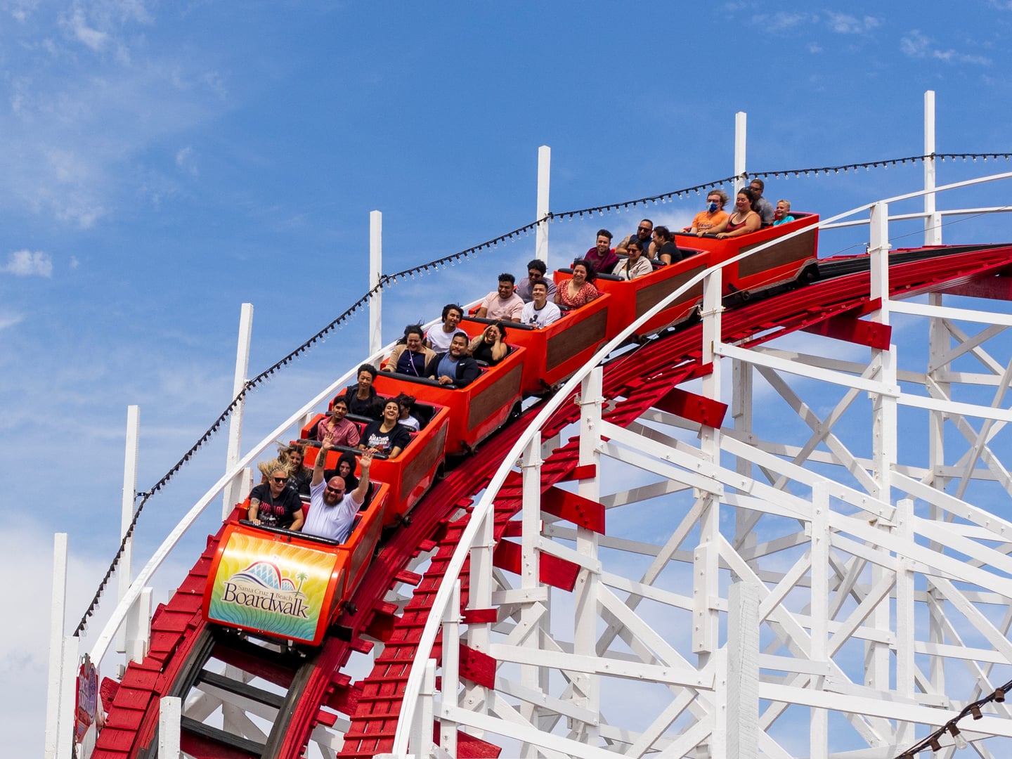 Giant Dipper wooden roller coaster at Santa Cruz Beach Boardwalk, July 2023