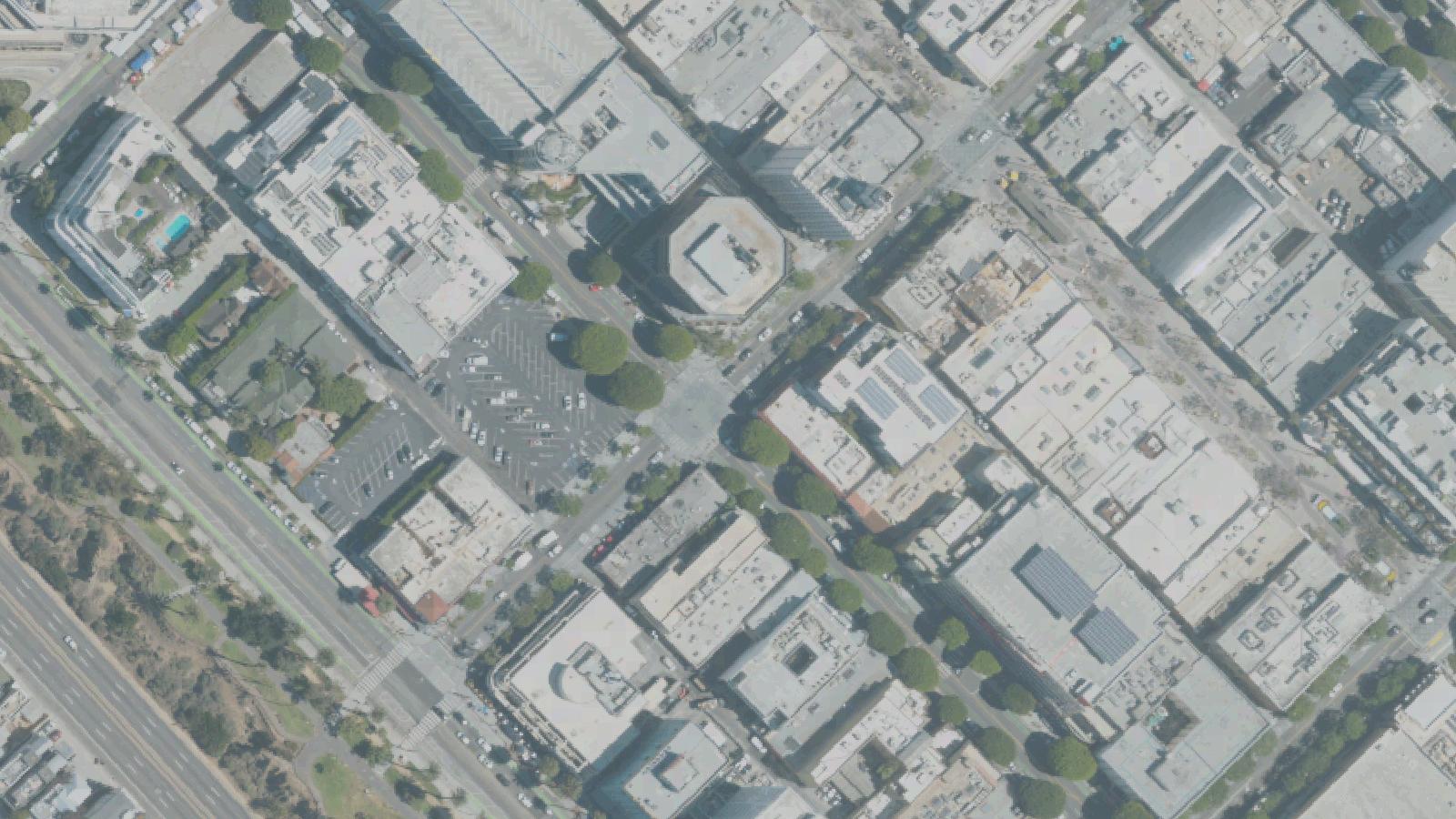 Aerial survey view of Santa Monica Looff Hippodrome (Pier Carousel)