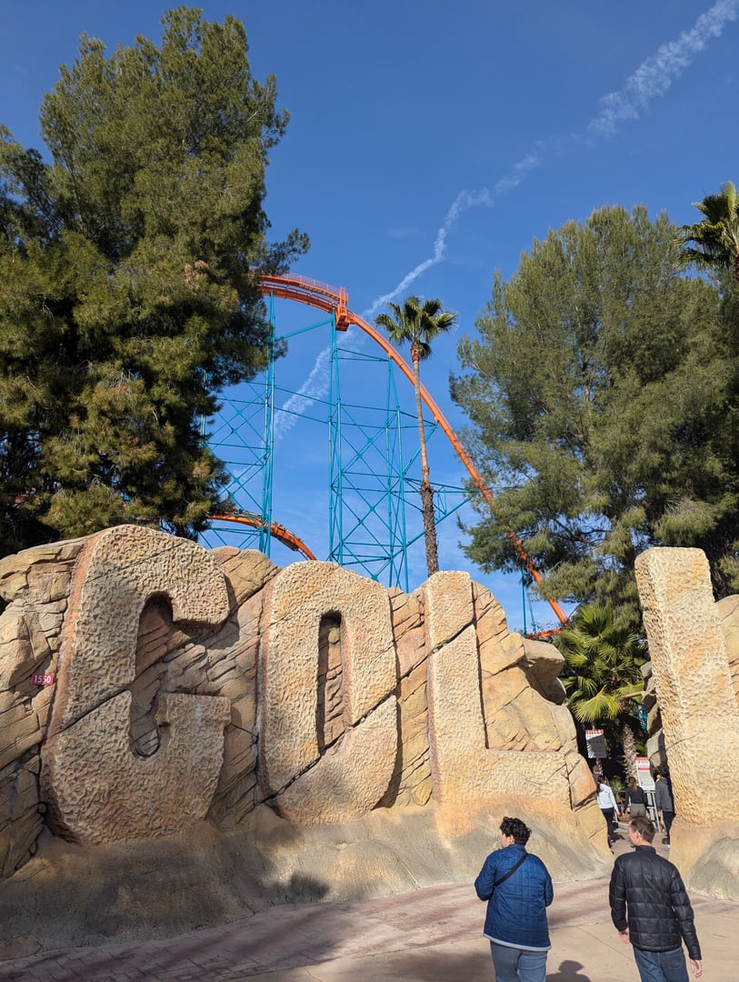 The Revolution roller coaster at Six Flags Magic Mountain in Valencia, California