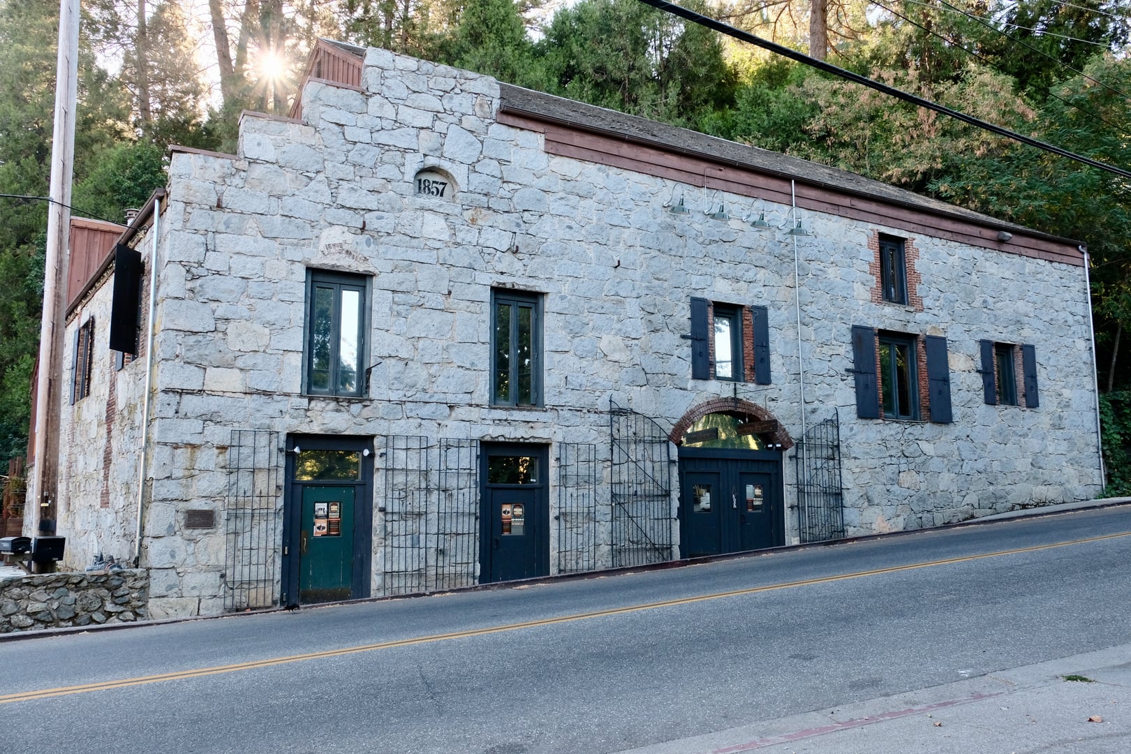 Front facade of the Nevada Brewery (Stonehouse) building at 107 Sacramento Street, Nevada City, California — locally quarried granite construction