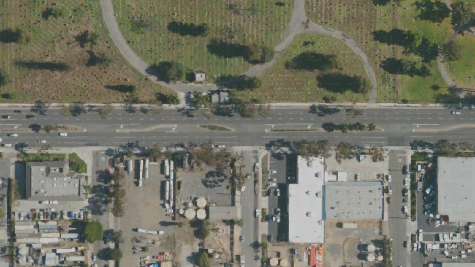 Aerial survey view of Sunnyside Cemetery