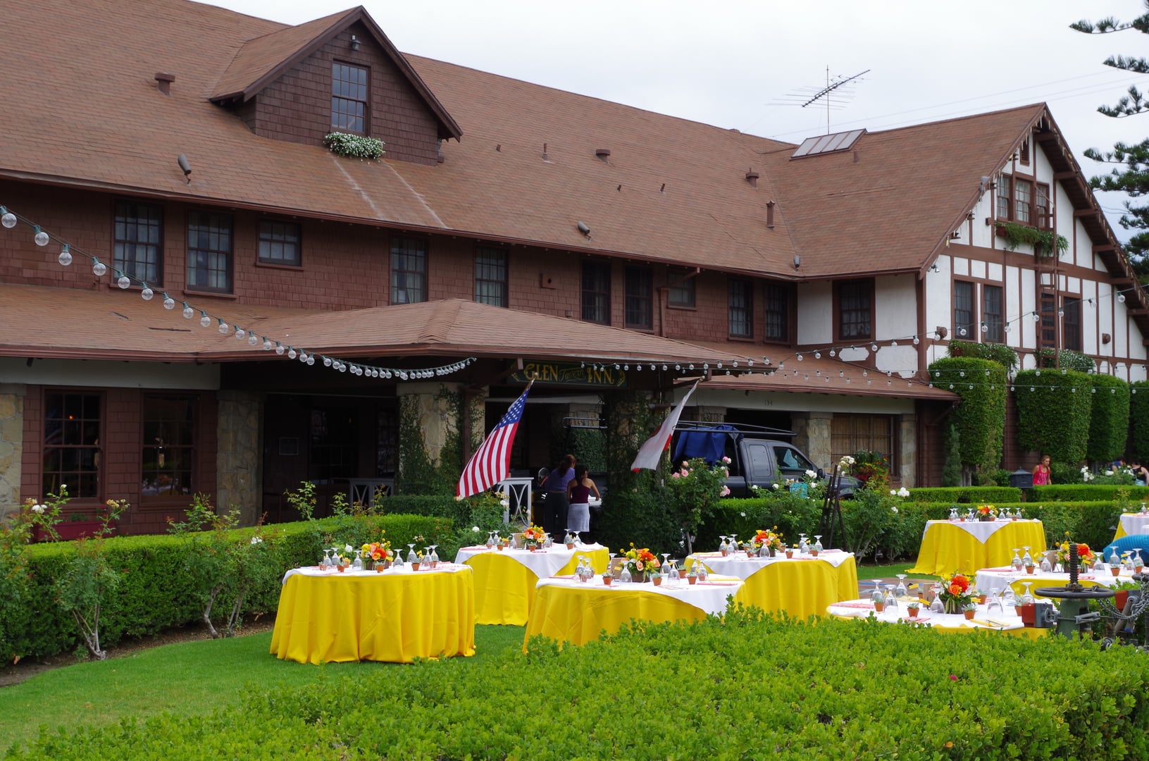 The Glen Tavern Inn in Santa Paula California, historic Tudor Revival hotel exterior