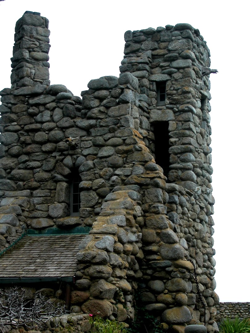 Hawk Tower at Tor House, a 40-foot stone tower built by hand by poet Robinson Jeffers at Carmel Point, California