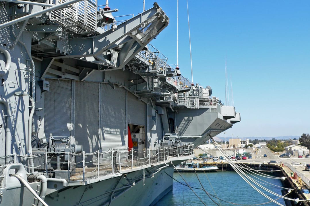 USS Hornet (CV-12) Essex-class aircraft carrier moored as a museum ship at Alameda, California