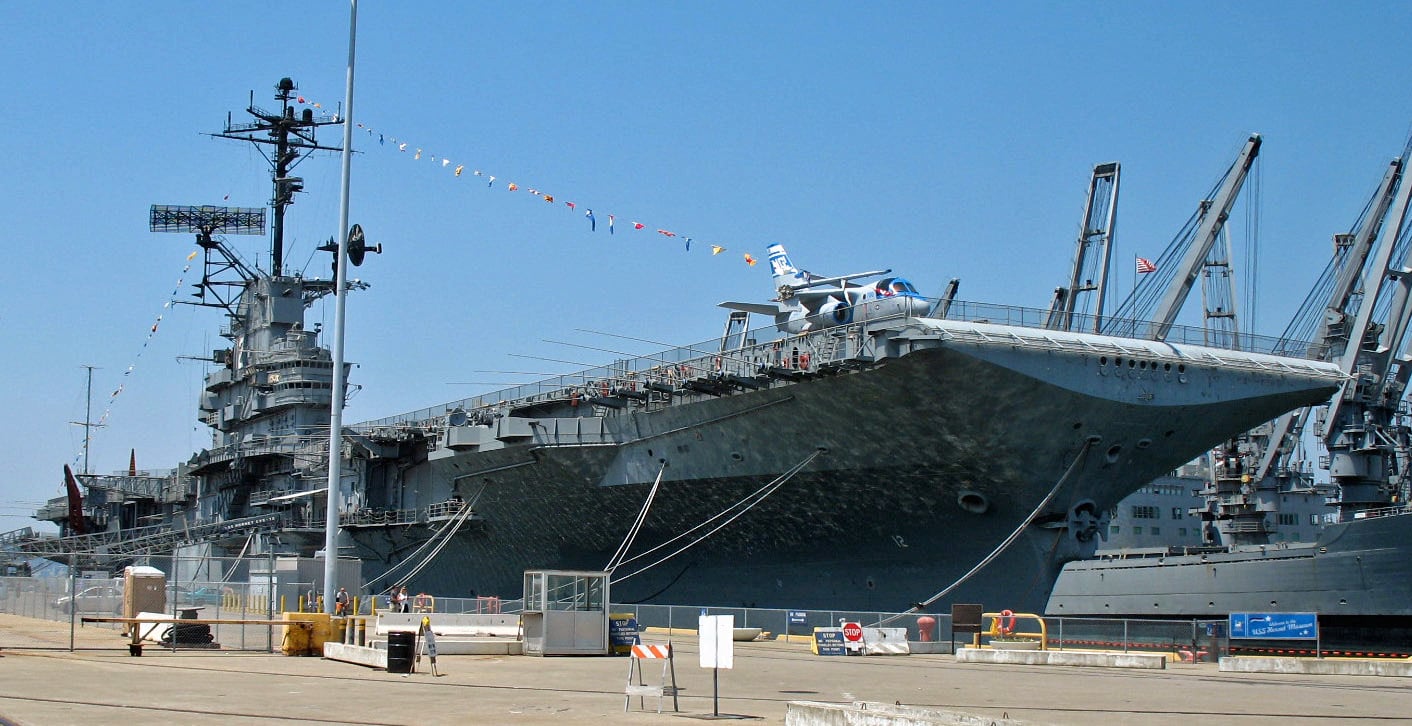 USS Hornet (CV-12) Essex-class aircraft carrier moored as a museum ship at Alameda, California