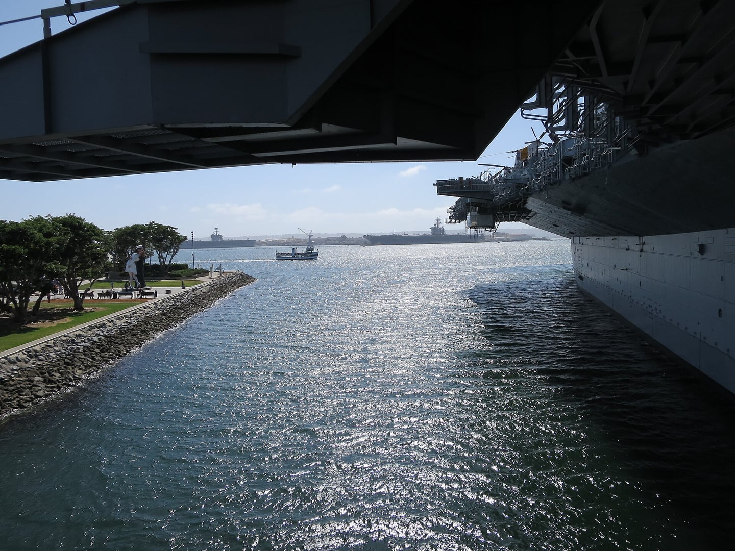 USS Midway aircraft carrier museum (CV-41) moored at Navy Pier in San Diego Bay