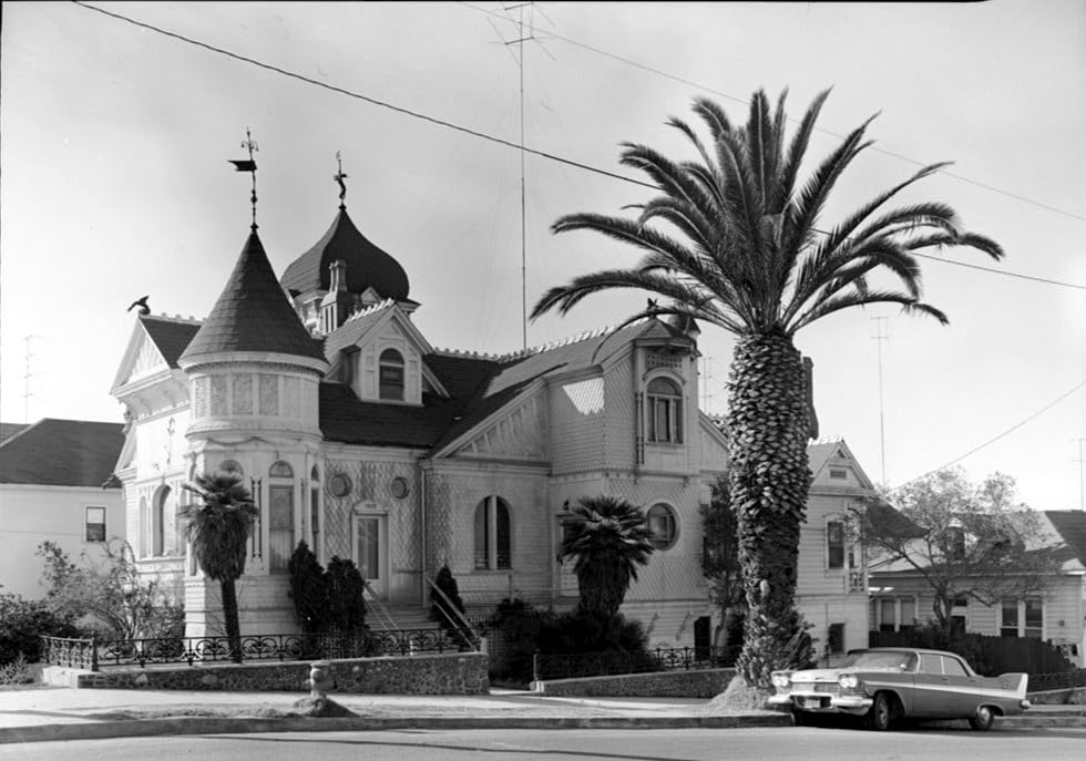 Queen Anne facade of Villa Montezuma, the 1887 Sherman Heights residence of Spiritualist Jesse Shepard in San Diego, California