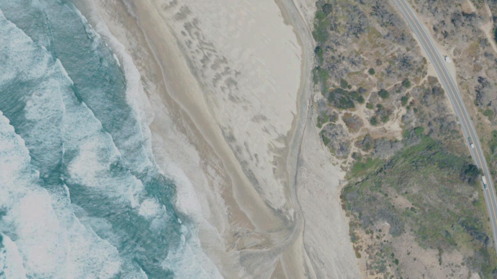 Aerial survey view of Waddell Beach and Valley