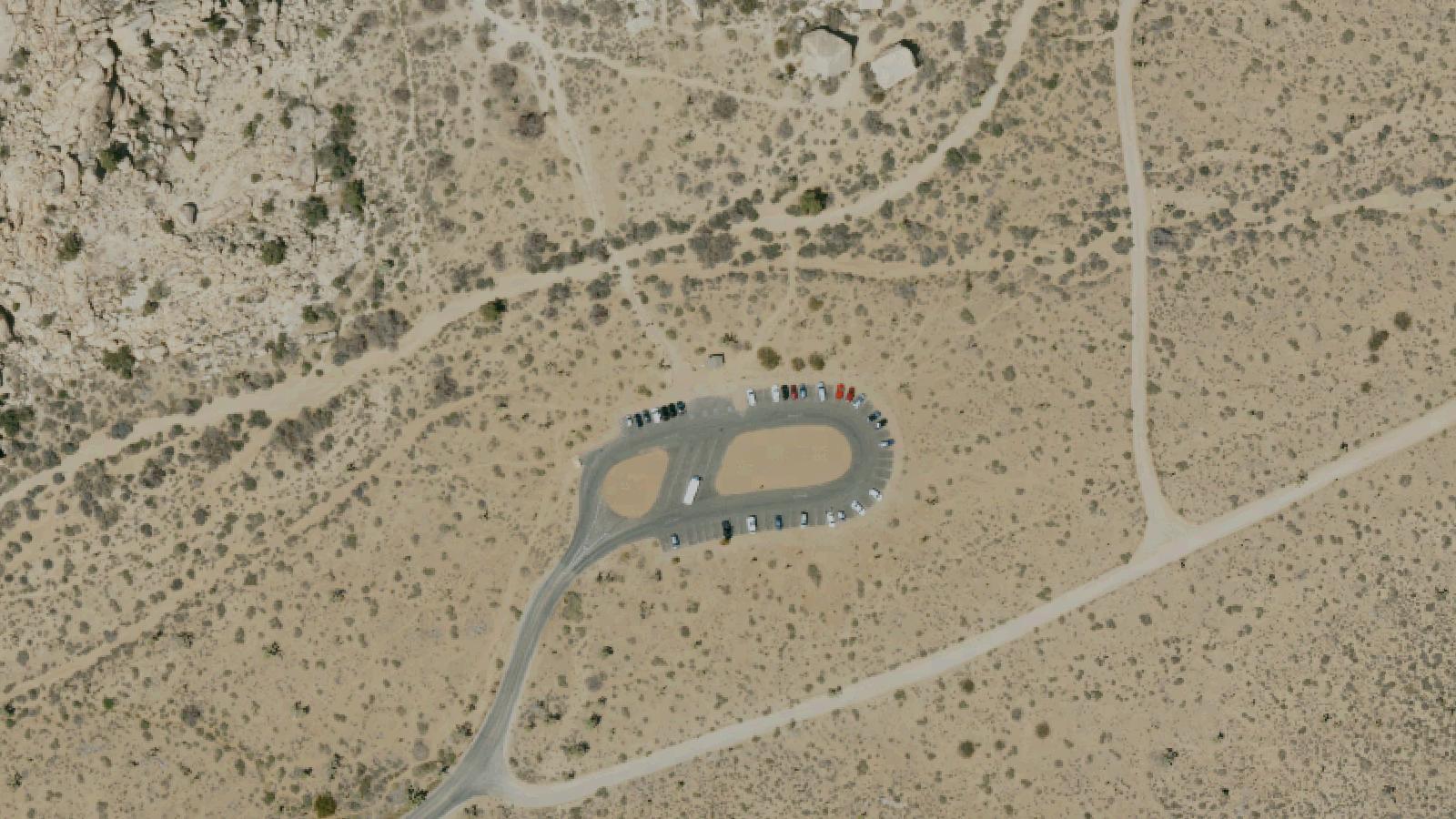 Aerial survey view of Wall Street Mill and Wonderland Ranch Ruins