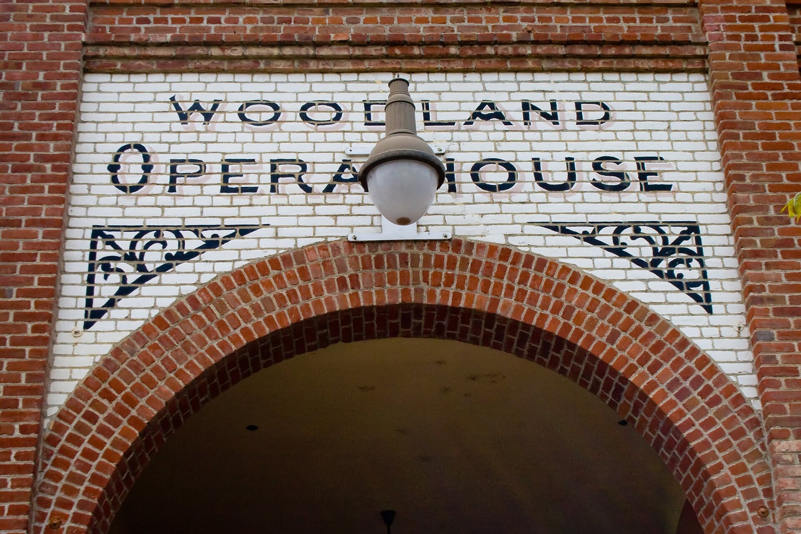 Exterior facade of the Woodland Opera House State Historic Park on Second Street in Woodland, California