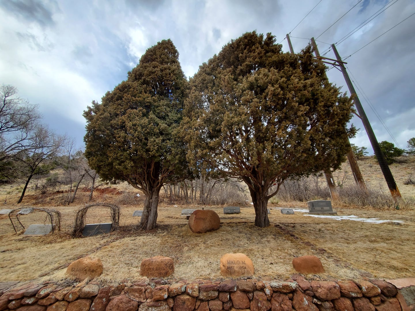 Hillside grave markers at Crystal Valley Cemetery in Manitou Springs, Colorado