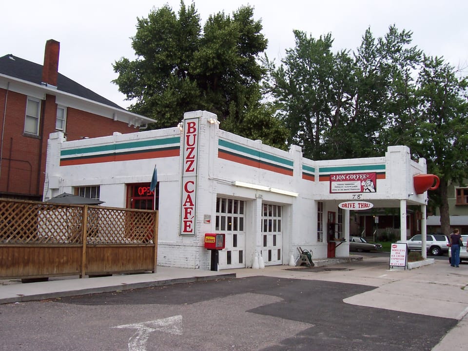 Description: Rehab of a gas station into coffee house with drive-up window.

Photo Taken: July 2004