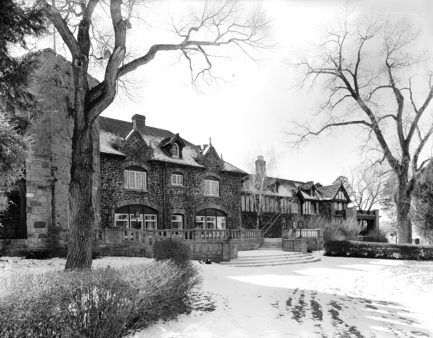 Historic photograph of the Highlands Ranch Mansion, an 1891 estate house near Sedalia in Highlands Ranch, Colorado
