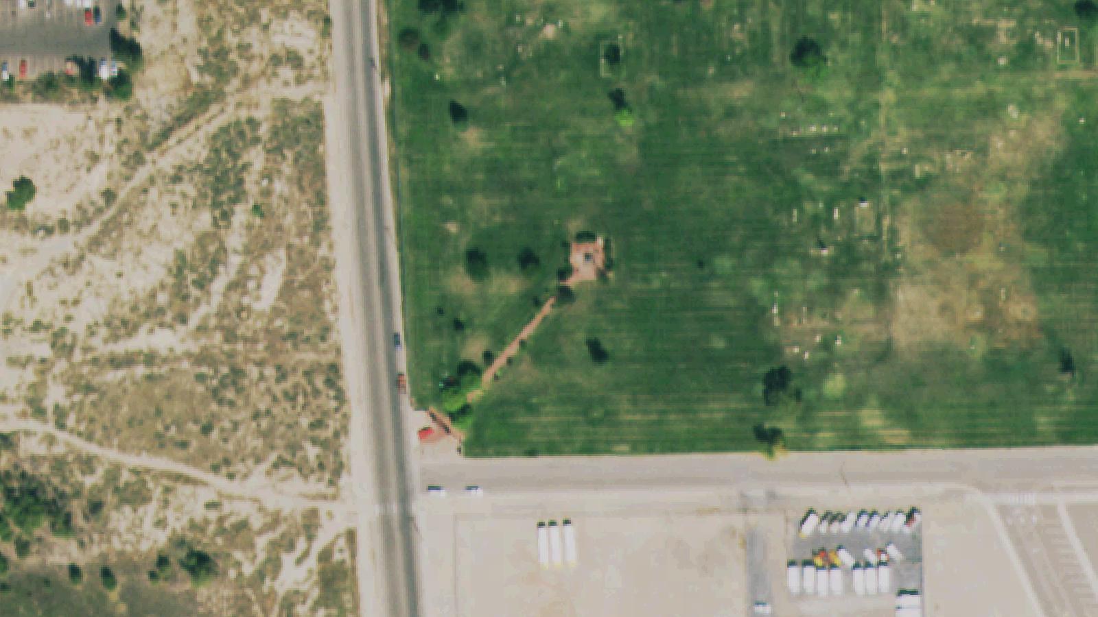 Aerial survey view of Pueblo Pioneer Cemetery