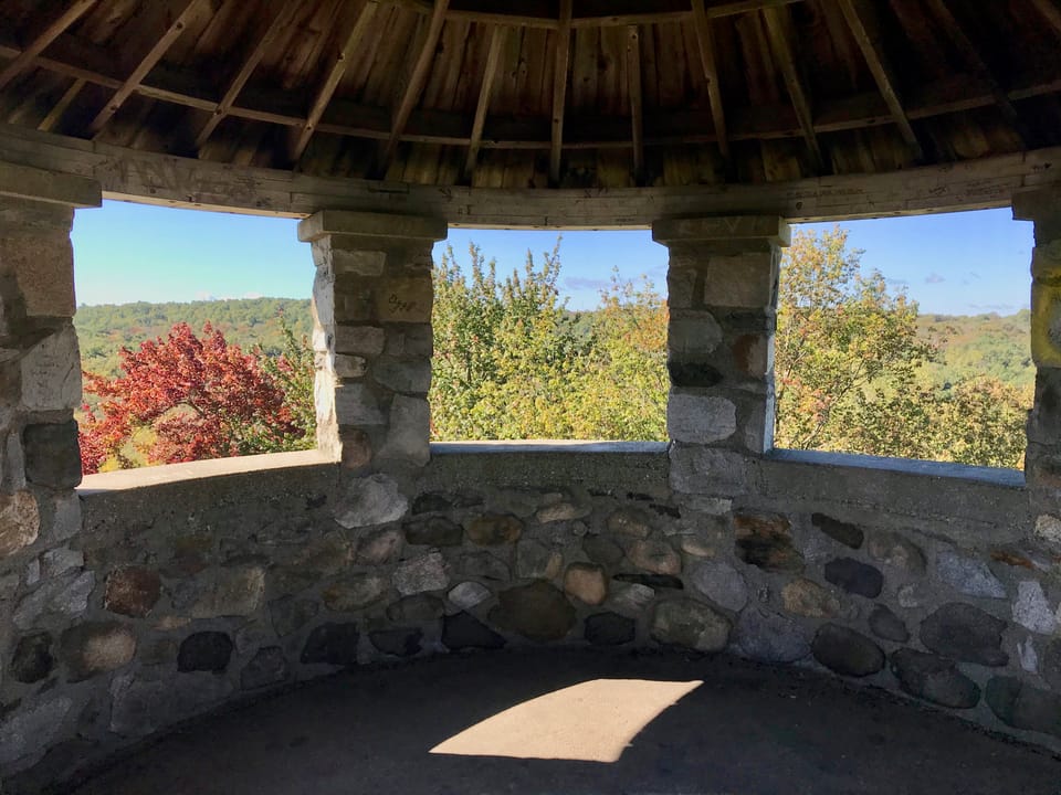 A view from the tower's windows in autumn.  Connecticut's Camp Columbia State Park/Forest Tower, Morris, CT.
