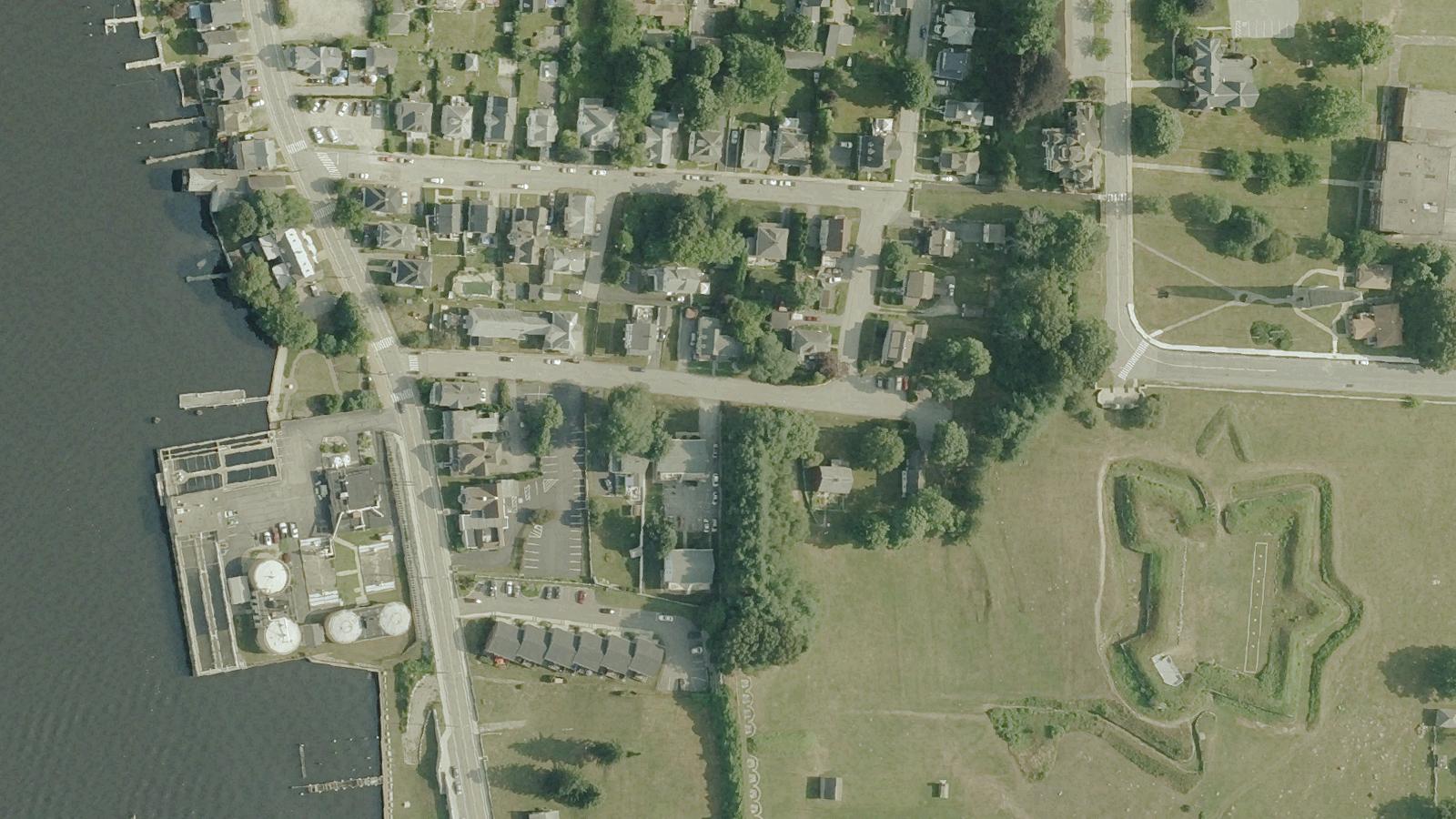 Aerial survey view of Fort Griswold Battlefield State Park