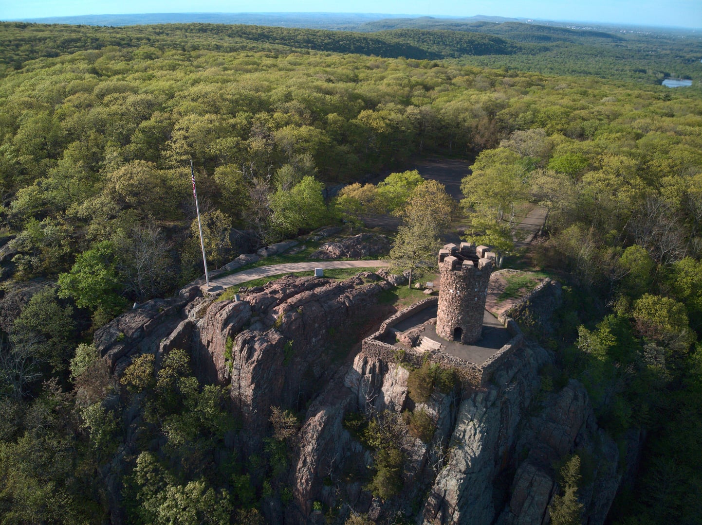 Castle Craig stone tower atop East Peak in Hubbard Park, Meriden, Connecticut
