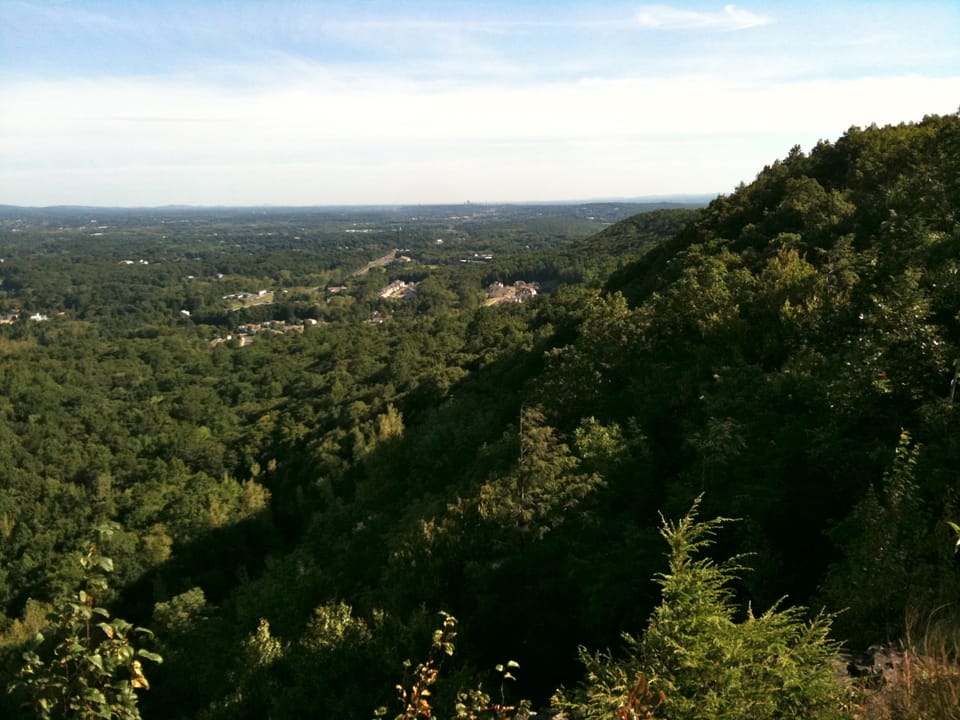 View from high point on Mattabesett ridge line in Guiffrida Park looking north at Lamentation Mountain (and State Park).