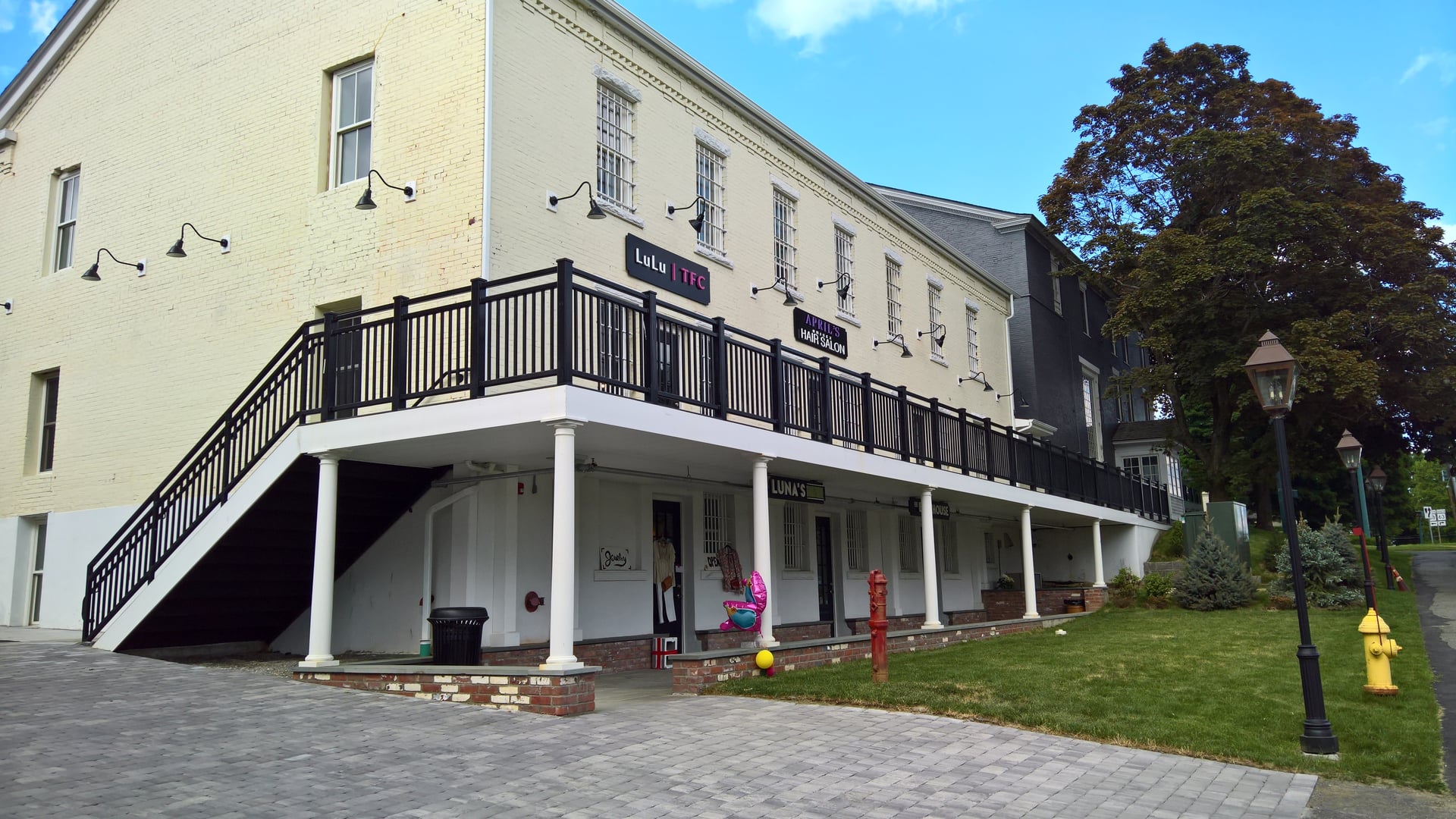 Exterior of the old Litchfield County Jail building, now the Market Place Tavern, on the Litchfield Green in Connecticut