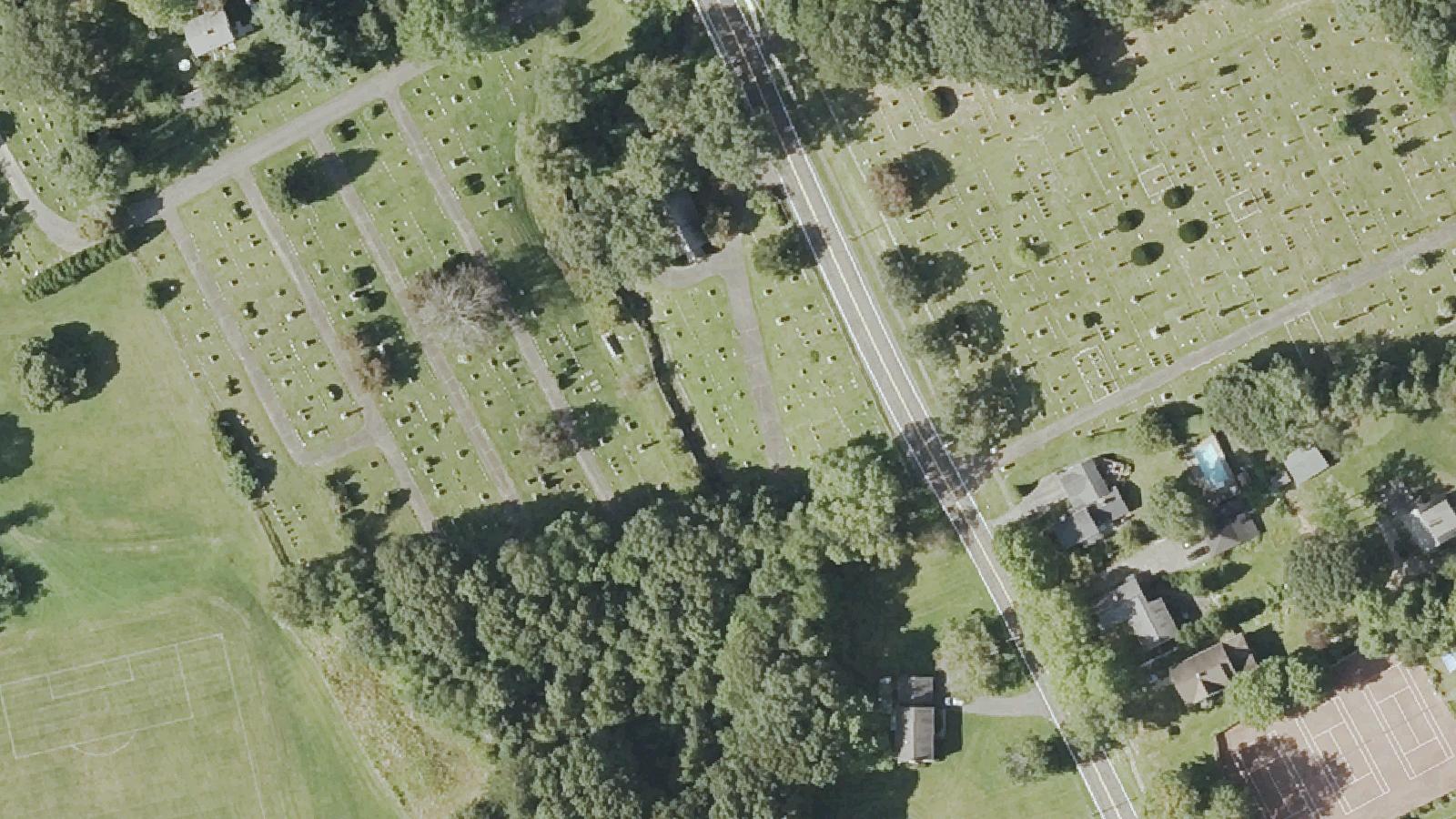 Aerial survey view of Old Watertown Cemetery