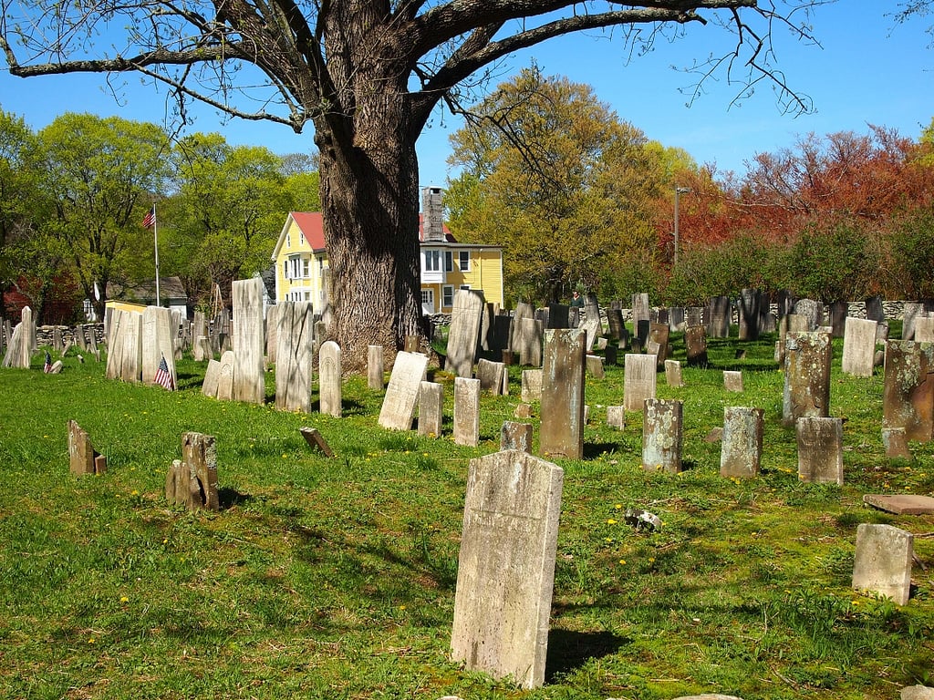 Colonial-era headstones in the Old Norwichtown Burying Ground, Norwich, Connecticut
