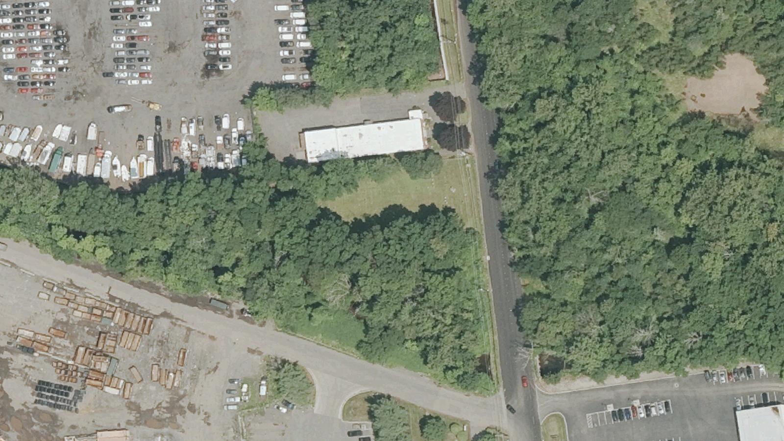 Aerial survey view of Southington Road Cemetery (South Burying Ground)