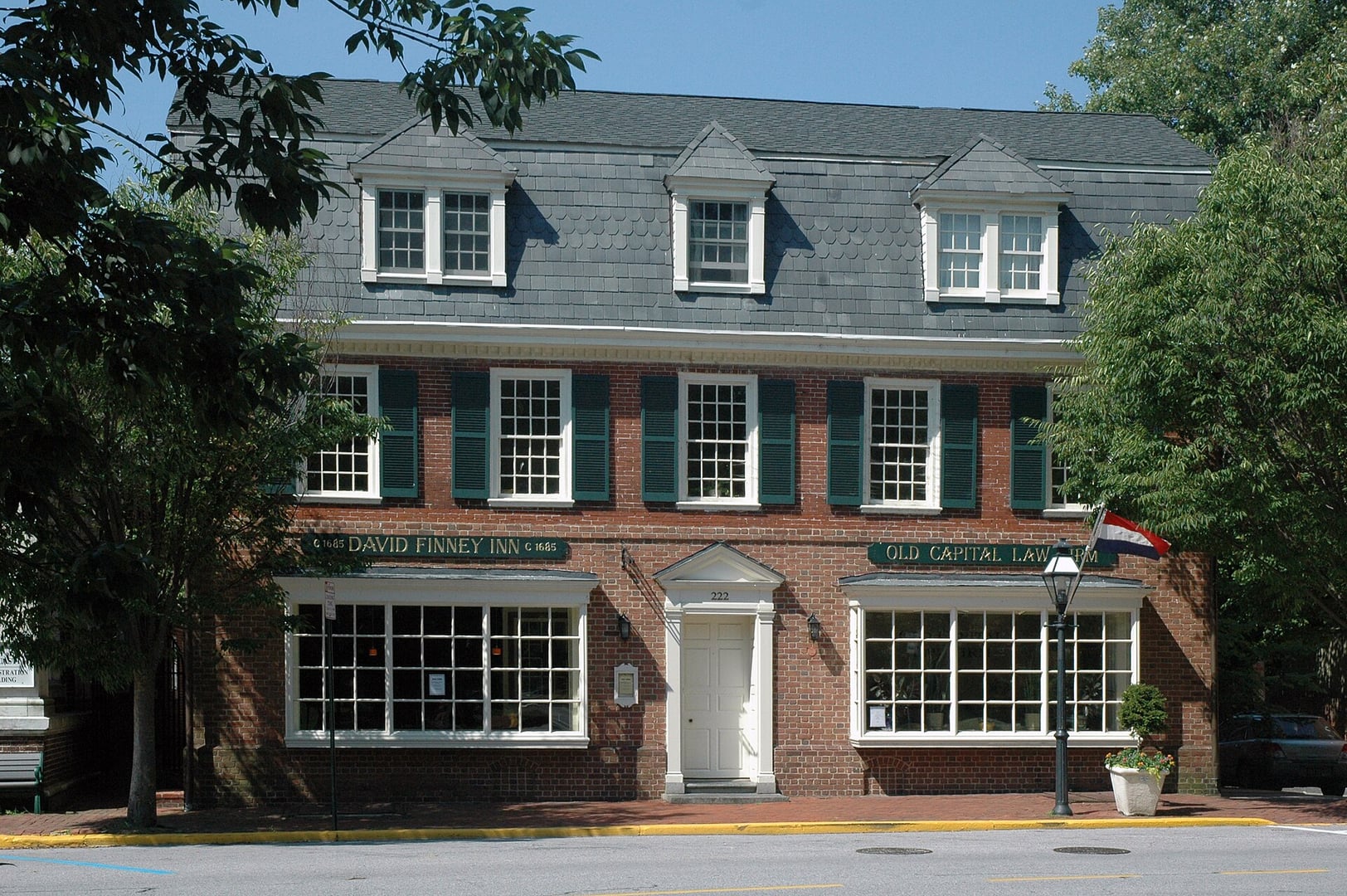 The 1685 David Finney Inn building at 216 Delaware Street in the New Castle Historic District, Delaware