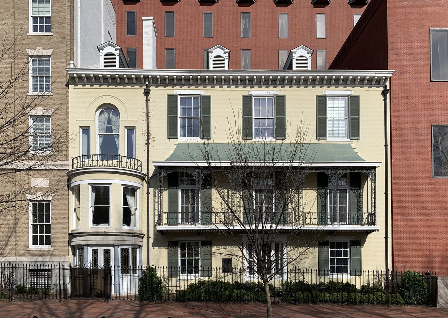 The brick Benjamin Ogle Tayloe House on Madison Place facing Lafayette Square in Washington, DC.