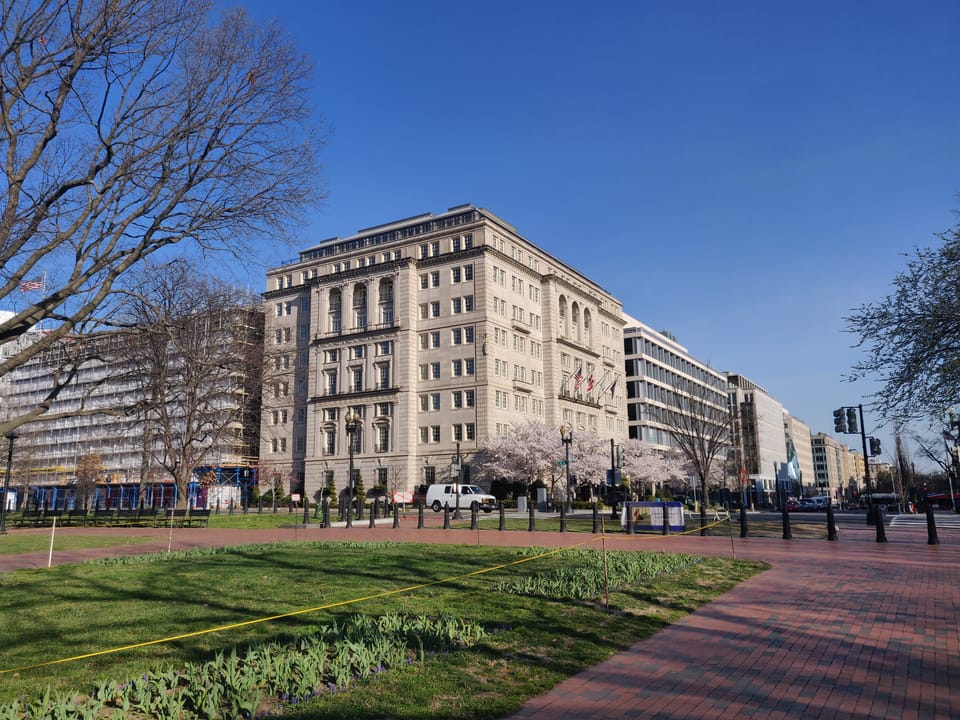 The Hay-Adams Hotel seen across the Lafayette Square lawn, Washington, D.C. (2020).