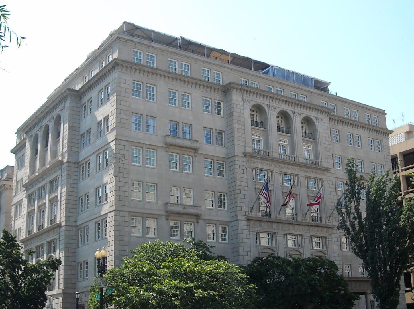 Italian Renaissance Revival facade of the Hay-Adams Hotel at 800 16th Street NW in Washington DC, across Lafayette Square from the White House