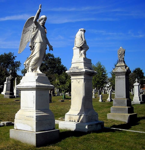 Rows of headstones and monuments at Historic Congressional Cemetery on Capitol Hill in Washington, DC