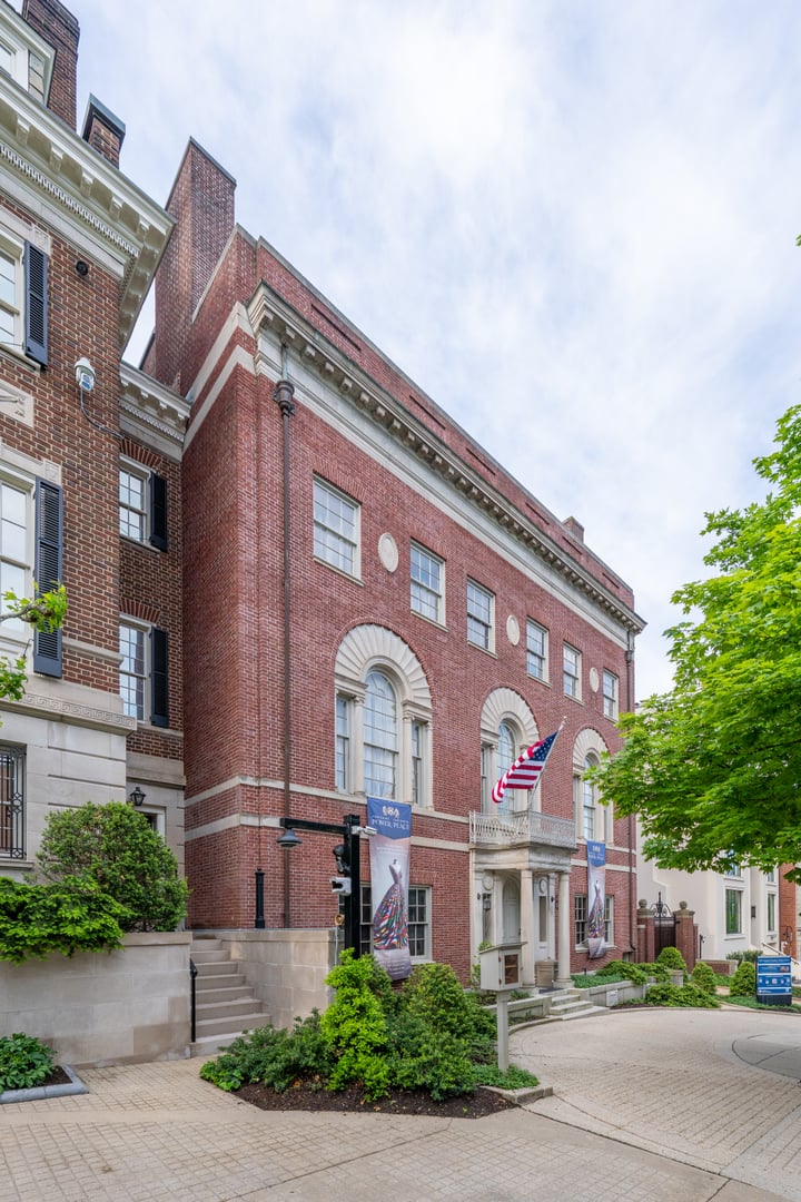 The Georgian Revival brick facade of the Woodrow Wilson House at 2340 S Street NW in the Kalorama neighborhood of Washington, DC