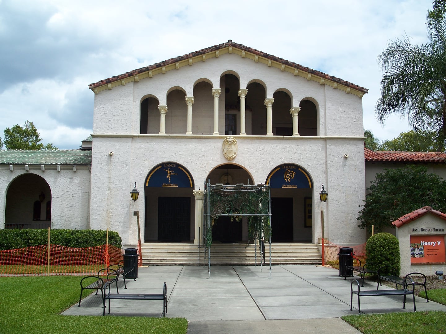 Annie Russell Theatre on the Rollins College campus in Winter Park, Florida — built 1931 in Spanish Mediterranean style