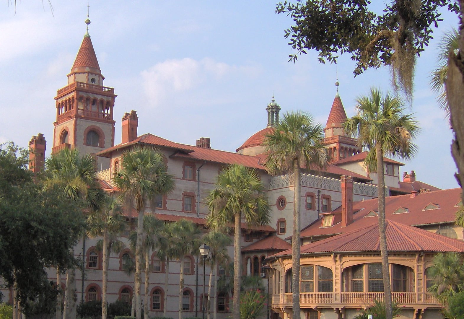 Spanish Renaissance Revival facade of Ponce de Leon Hall at Flagler College, Henry Flagler's 1888 Hotel Ponce de Leon designed by Carrere and Hastings, St. Augustine, Florida