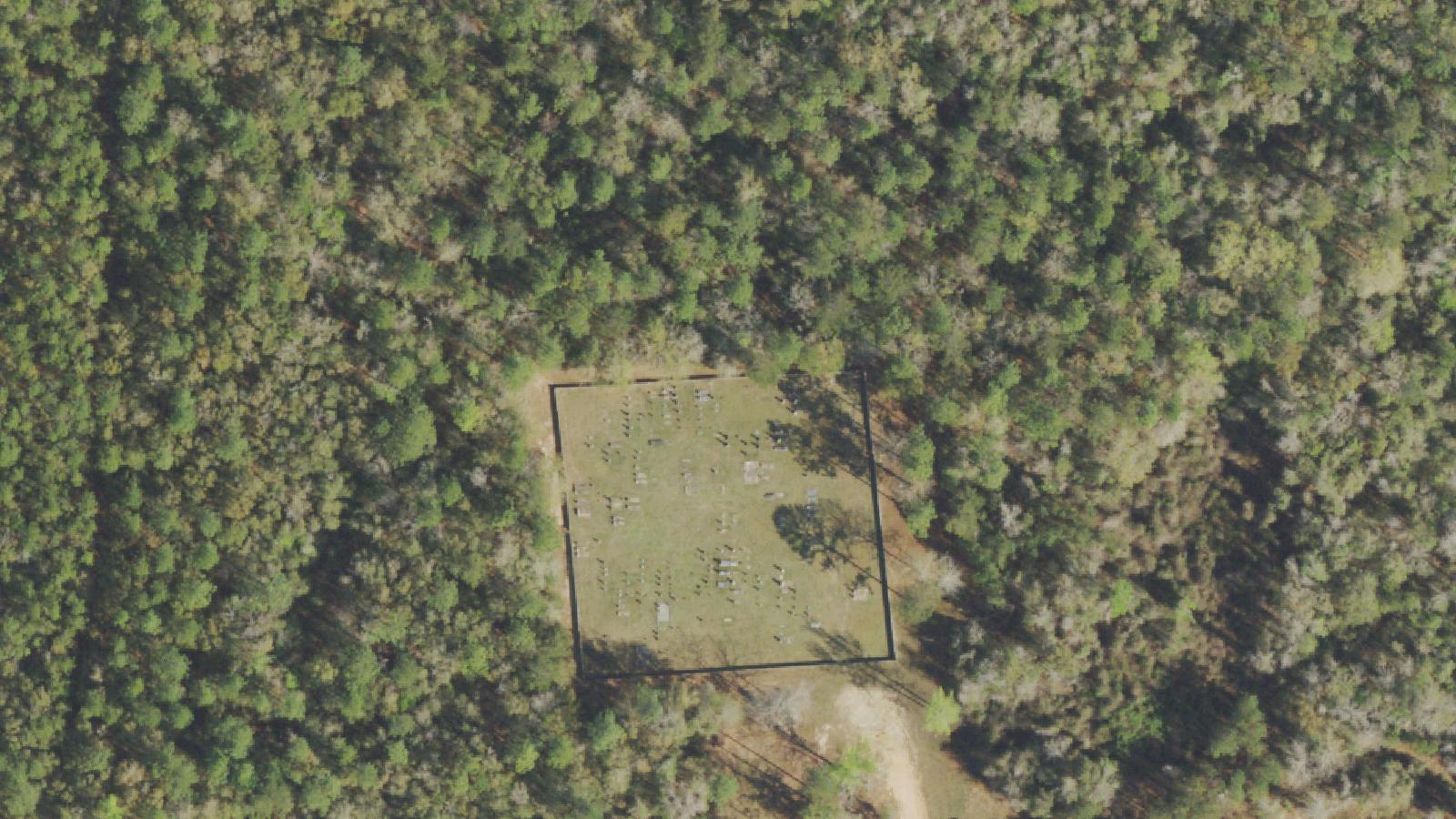 Aerial survey view of Coon Hill Cemetery