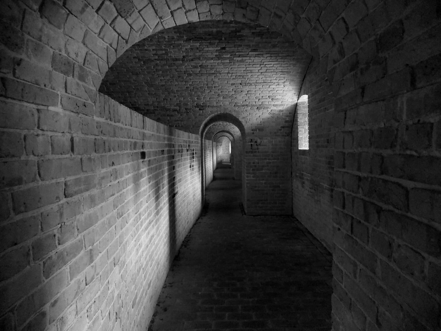 Interior brick corridor of Fort Barrancas, Pensacola, Florida