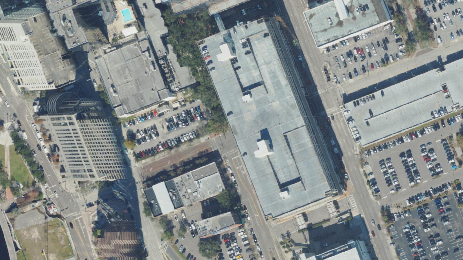 Aerial survey view of Fort Brooke Municipal Parking Garage
