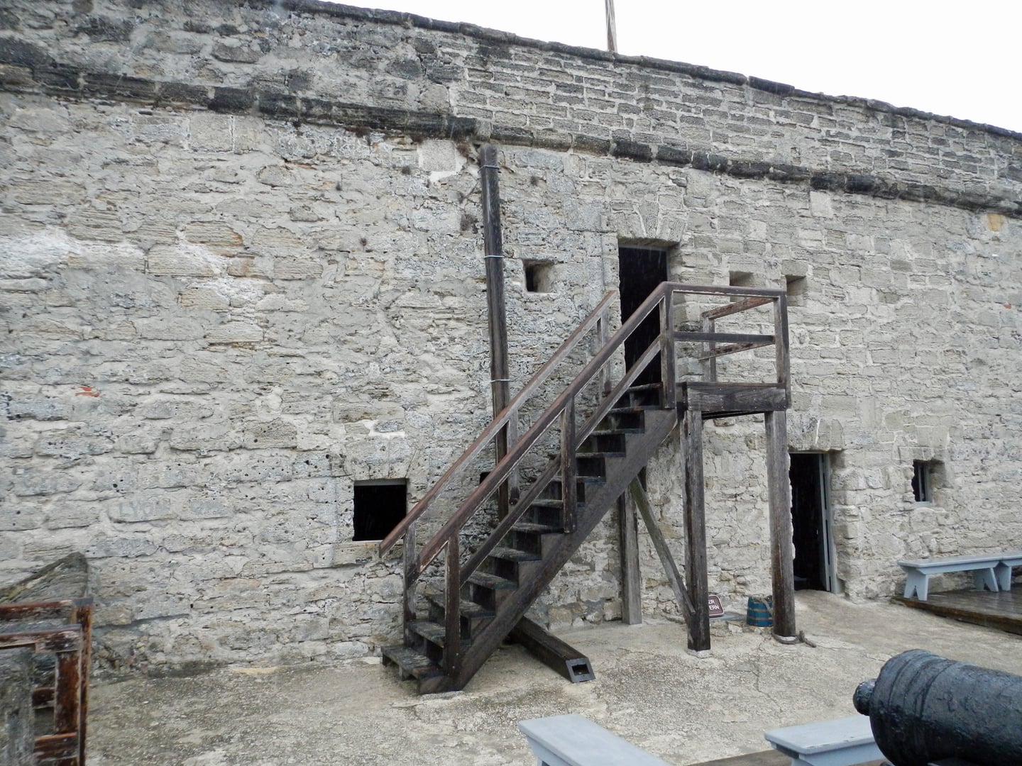 Fort Matanzas coquina watchtower on Rattlesnake Island, St. Augustine, Florida — built 1740–1742 to guard Matanzas Inlet