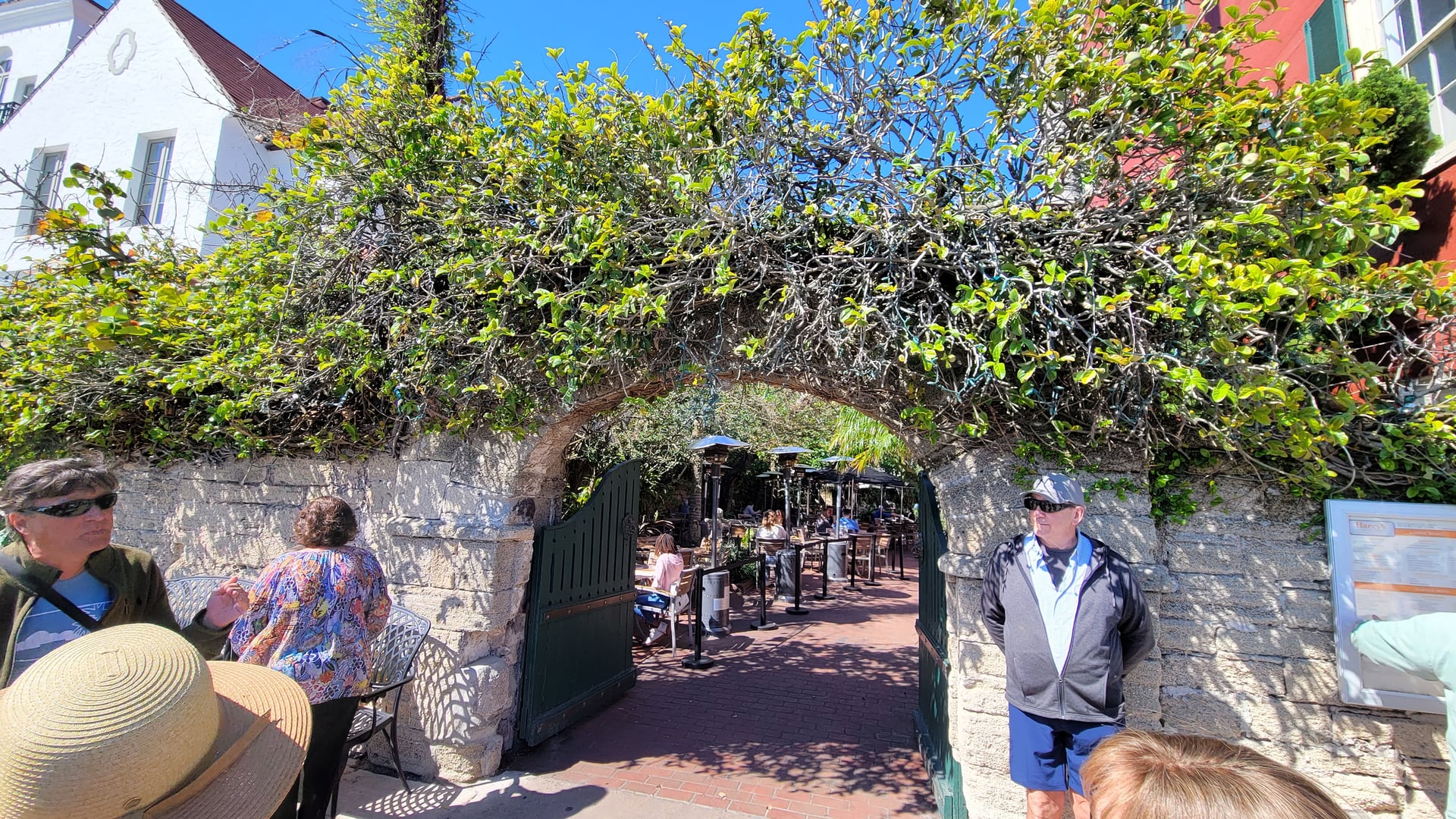 Exterior of Harry's Seafood Bar and Grille at 46 Avenida Menendez, St. Augustine, Florida — an 18th-century bayfront building with documented paranormal history