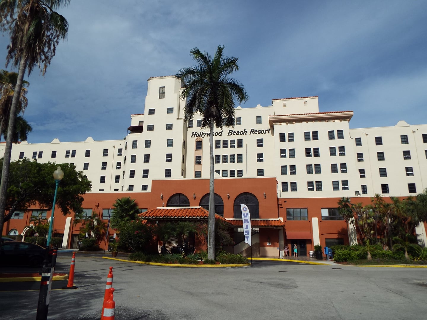 Hollywood Beach Hotel Mediterranean Revival facade on North Ocean Drive in Hollywood, Florida